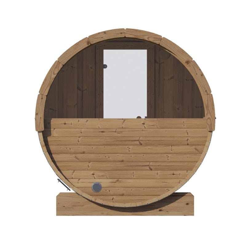 SaunaLife E8W Barrel Sauna's view from the back
