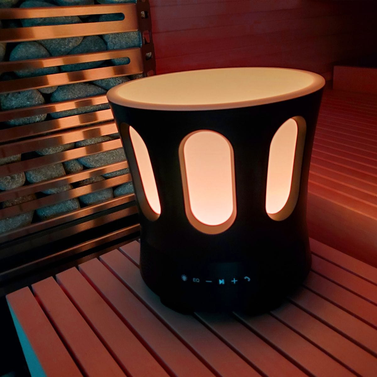 Featuring integrated LED lights, the Music Bucket sets the mood with vibrant color displays that dance to the beat.