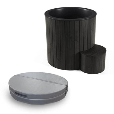 Featuring the SaunaLife Model S1B 1-Person Black Cold/Hot Immersion Tub +  Insulated Tub Cover Bundle!