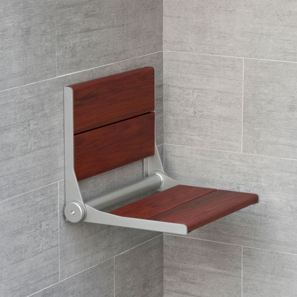 Safety and style come together with our wall-mounted, folding bamboo shower seat.