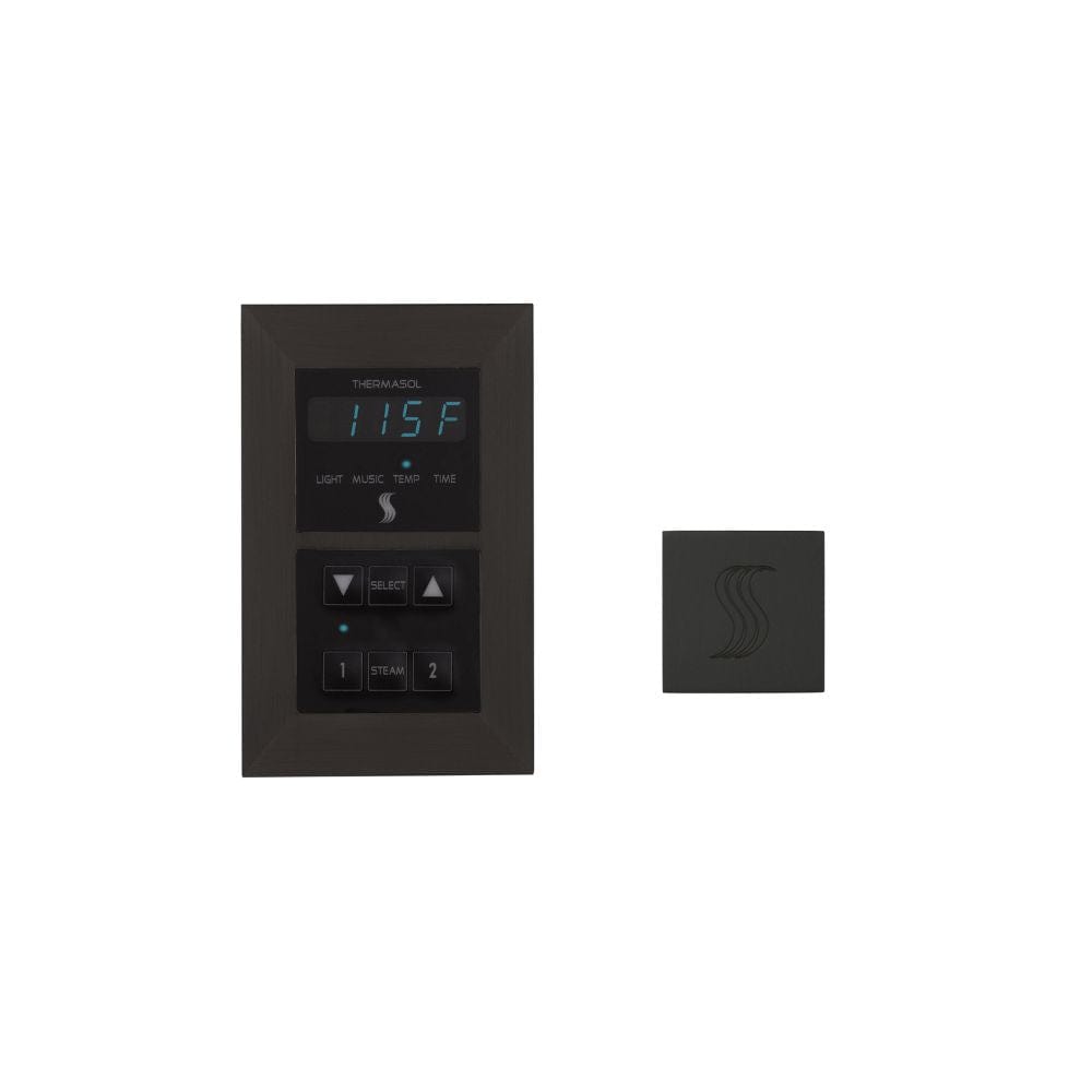 Compatible with ThermaSol Pro and AF Series steam generators, the ThermaSol Signature Series control kit enables users to easily adjust settings for time, temperature, on/off and pause modes, lighting, and music while in the steam shower.