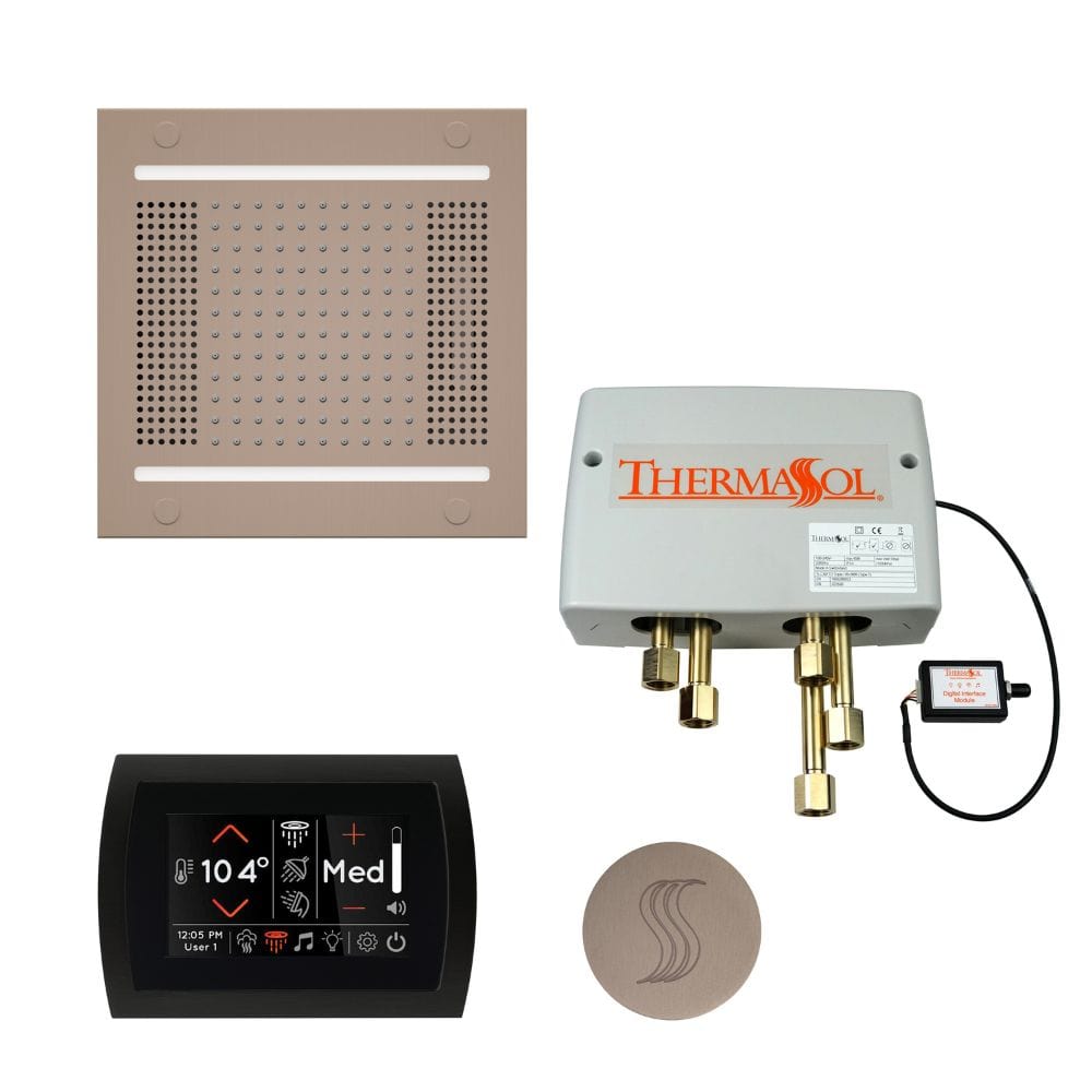 ThermaSol integrates technology into water, steam, lighting, and music to give you a true multi-sensory luxury shower experience. Every element of your shower routine is entirely customizable to your needs and personalized by one of our intuitive touchscreen controls.&nbsp;