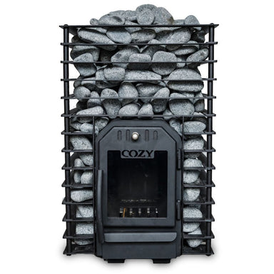 This unique "Through the Wall" wood-burning stove made in Estonia for smaller saunas.